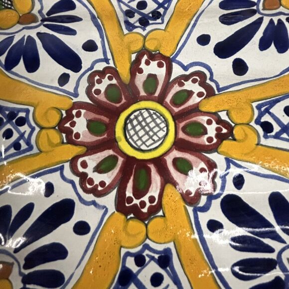 Mexican Hand Painted Pottery Baking Casserole Dish Floral Folk Art  13”x9”x3” - Picture 14 of 15